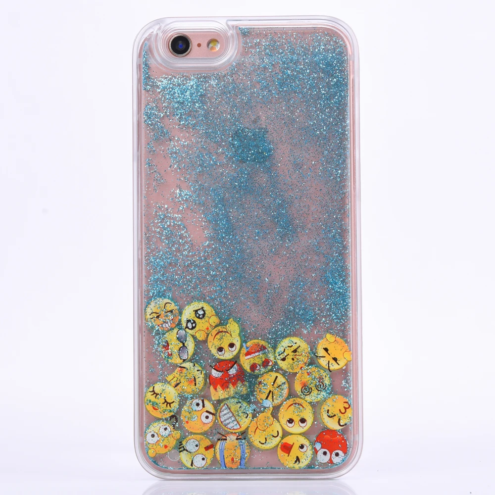 Прекрасный Световой улыбка лицо Emoji динамический жидкость зыбучие пески Coque