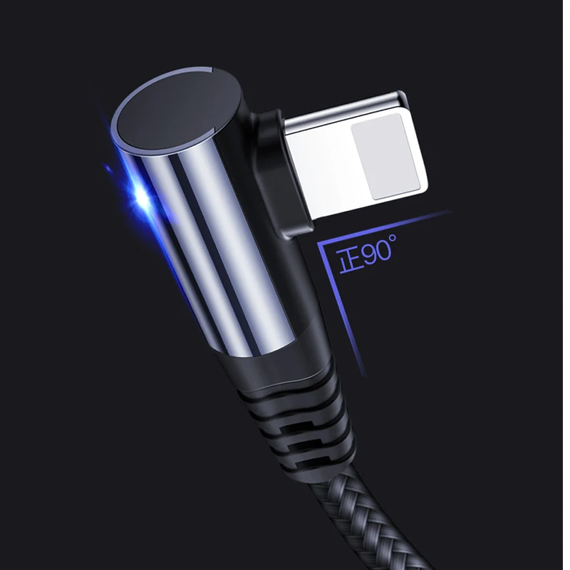 TOTU 2.4A 90 градусов USB кабель для iPhone X зарядное устройство iphone xs 6 iPad L алюминий + TPC