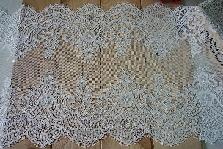 3M/Lot White Black 37cm Wide Eyelash Bilateral Lace Trim DIY Fabric Wedding Dress Curtain Clothing Accessories | Дом и сад