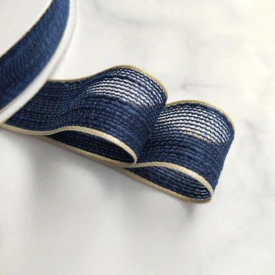 Kewgarden DIY брошь бант для волос ленточка аксессуары мягкие льняные атласные ленты 25 мм " вручную изготовленная лента упаковка Riband 25 ярдов - Цвет: Тёмно-синий