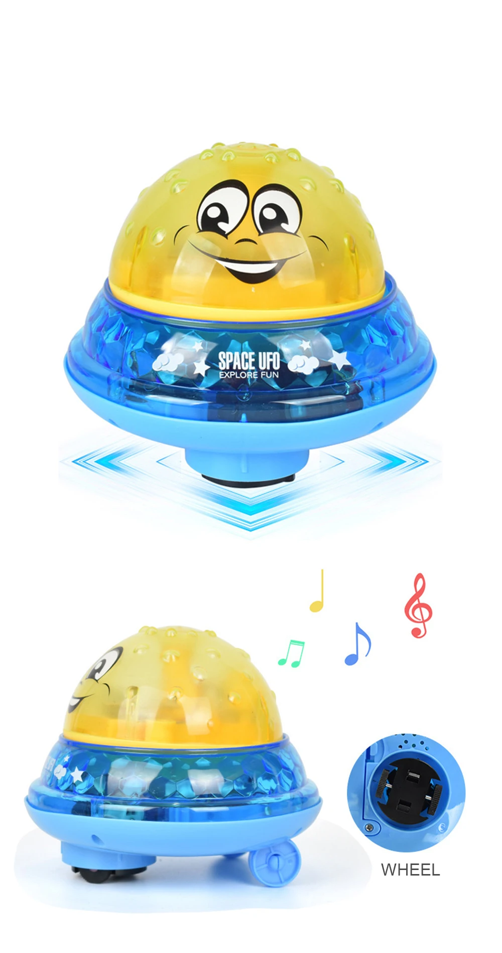 Electric Inductive Water Spray Tool Toy Ball with Light Music Bathroom Bathtub Swim Baby Bath Toys for Toddler Infant Children