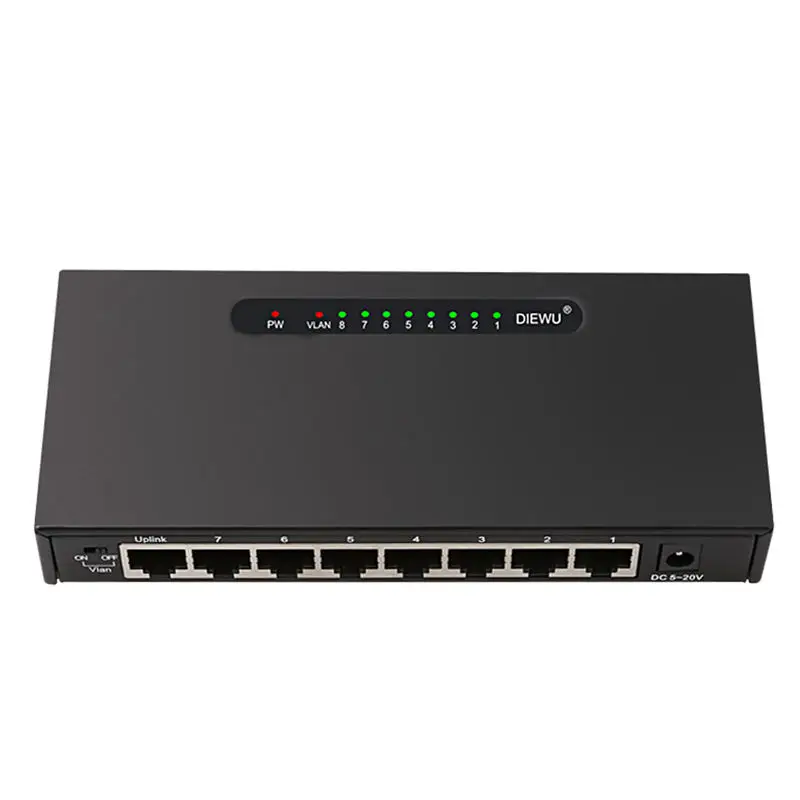 Diewu 8 портов гигабитный Ethernet сетевой коммутатор 10/100/1000 Мбит/с концентратор