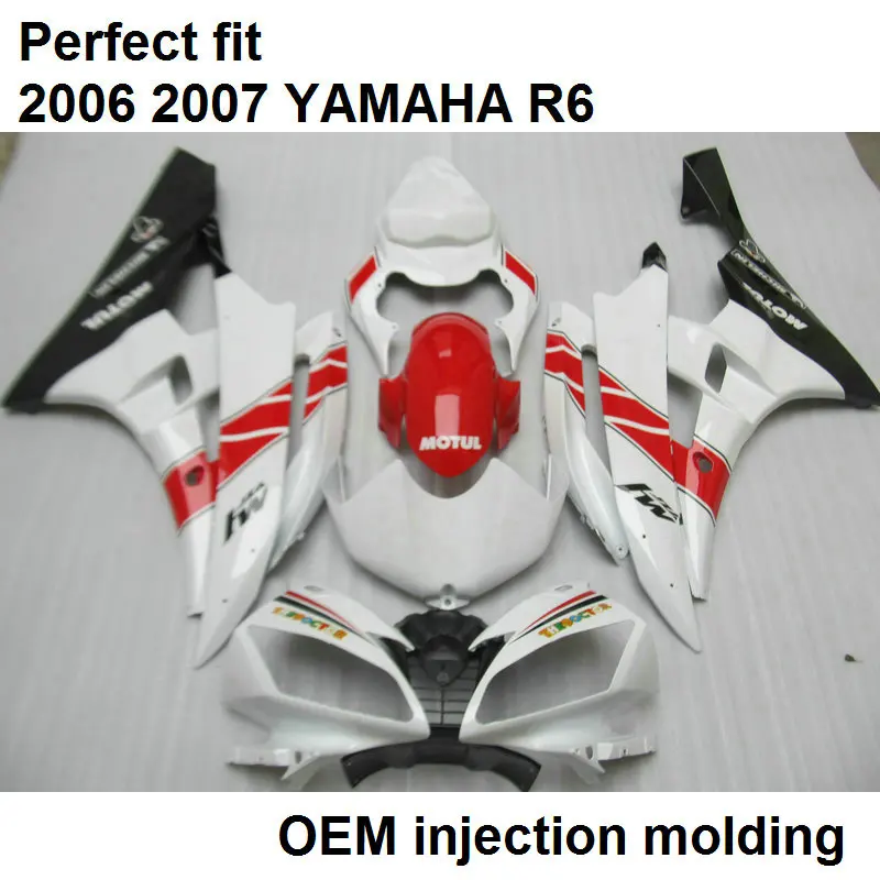 Injection Molded Fairing Body Kit For YAMAHA YZF R6 2006 2007 White Red Black Motorcycle Fairings Set 06 07 HZ11 | Автомобили и