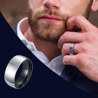 8mm durable satin brushed domed stainless steel wedding band rings with black polish interior ring male jewelry