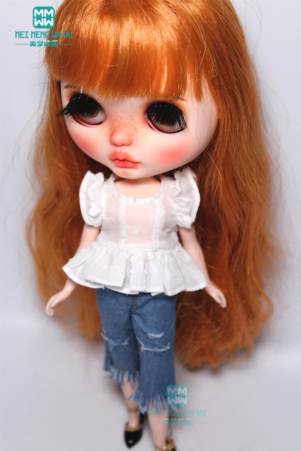 1 шт. модная белая рубашка измельченные джинсы для Blyth Azone 1/6 аксессуары