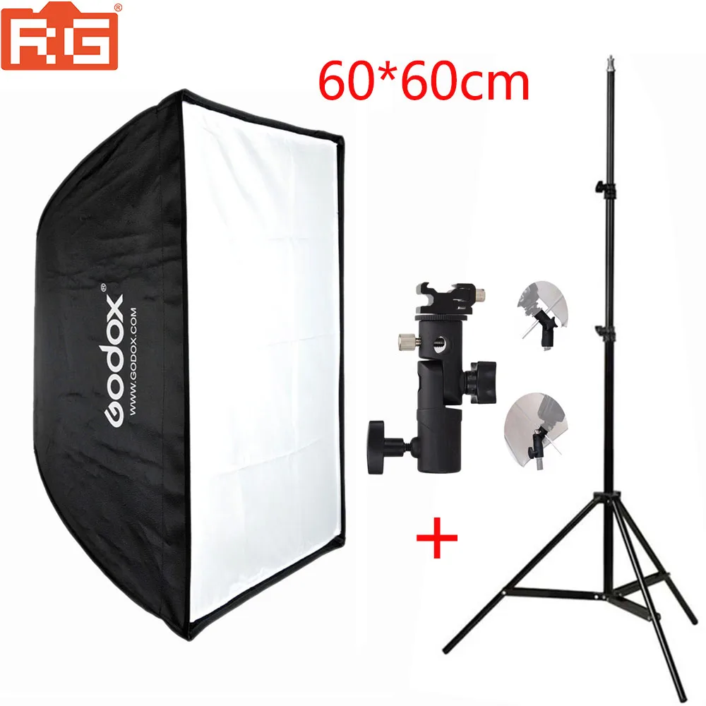 60x60cm Godox Портативный 50*70 см 60*60 см 70*70 см 60*90 см Зонт софтбокс+ E тип+ 2 м осветительная подставка для фотографии фотовспышка вспышка Speedligh - Цвет: 60x60cm