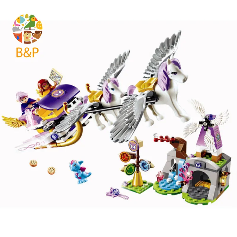 Bela 318 шт. 10413 Elves Secret Elf of the wind elk Pegasus sled модель строительные блоки игрушки для детей