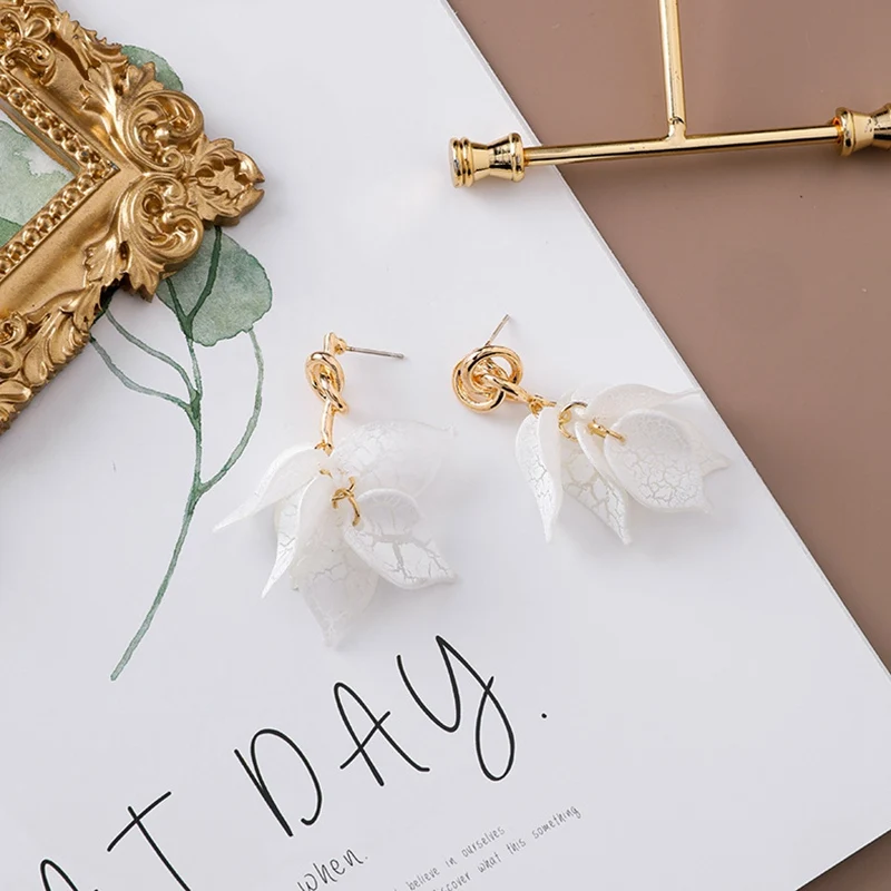 2019 Summer Elegant Leaves Dangle Earrings Acrylic Long Tassel Earring For Women Korean Trendy Pendiente Tie Metal Brincos Girls | Украшения