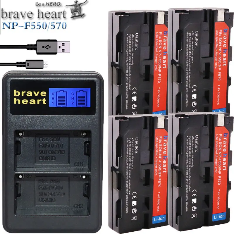 USB зарядное устройство 4x bateria NP-F570 NP-F550 NP-F330 NP F550 NP F330 F750 Батарея для sony CCD-SC55 CCD-TRV81 DCR-TRV210 MVC-FD81 Hi-8 - Цвет: charger and 4battery