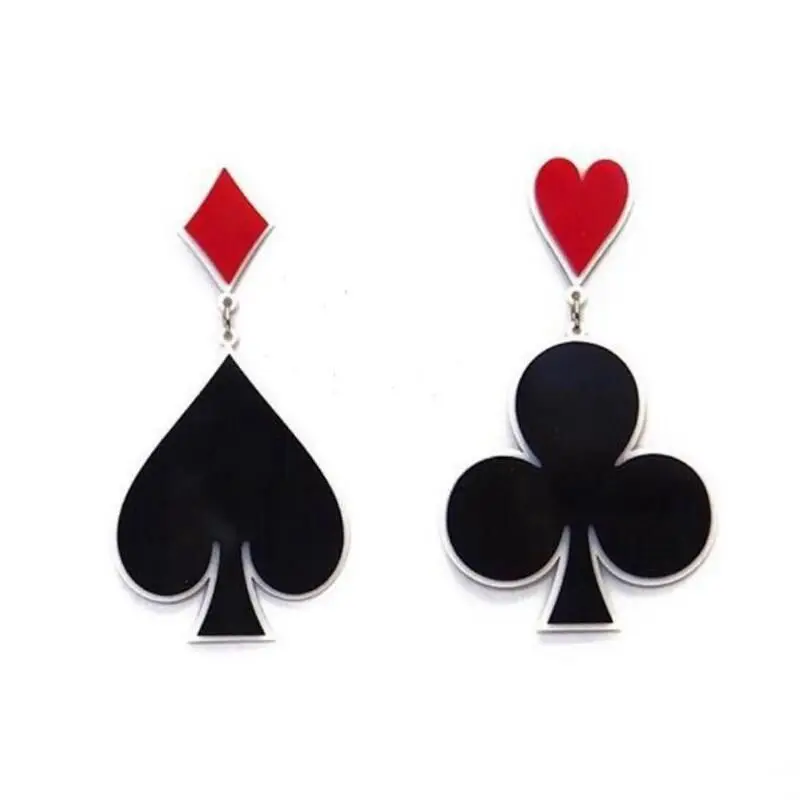 Украшения для ночного клуба акриловые асимметричные серьги в виде покера женщин