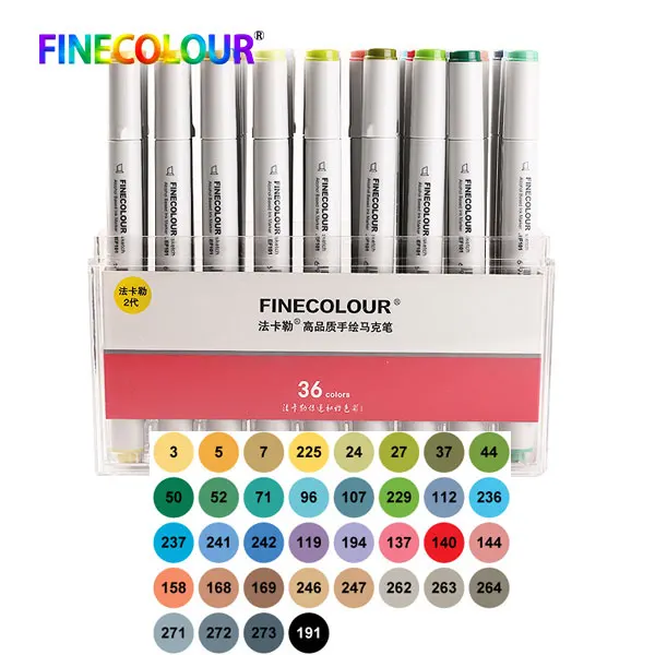 36Pcs Any Color Finecolour 24/36 Набор Эскиз на спиртовой основе чернила маркер для манги маркер ручка для художественных принадлежностей для рисования - Цвет: 36Pcs Any Color