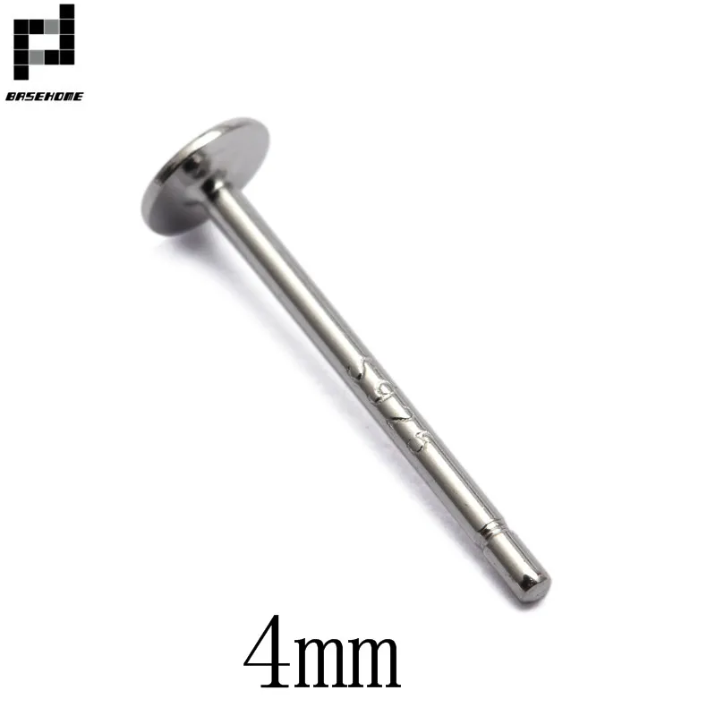 Rhodium 4mm 925 пробы Серебряные серьги настройки 3/4/5/6/8 мм Пустой Круглый базовые кабошон серьги-гвоздики для ушей на плоской подошве основа сообщений чистого серебра серьги поиска - Цвет: Rhodium 4mm