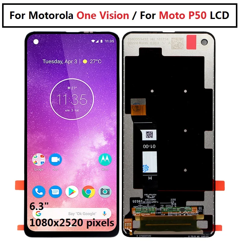 Оригинальный ЖК дисплей для Motorola Moto One Vision сенсорный экран дигитайзер в сборе Action