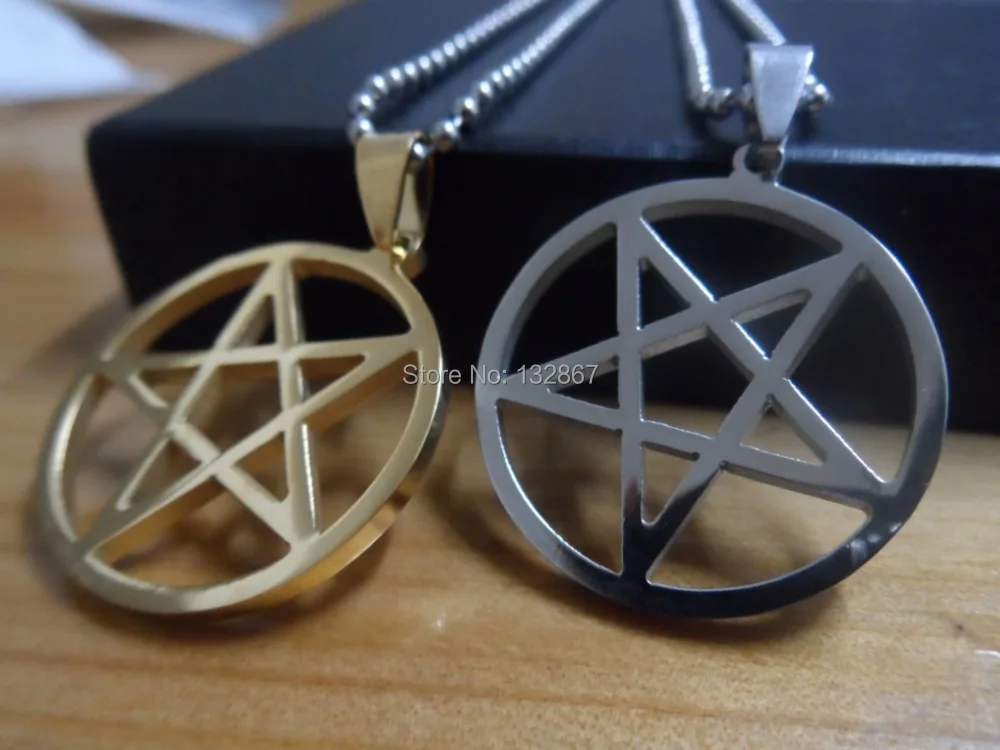 Золотая пентаграмма из нержавеющей стали сатанинское ожерелье с подвеской|necklace