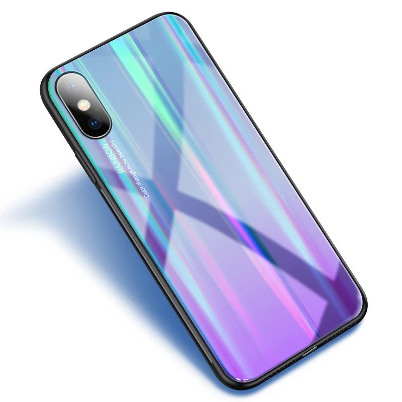HD Gradient Tempered Glass Phone Case For iphone XR XS MAX X 8 7 6 6S Plus Shockproof Cover Hard Shell Apple Coque |