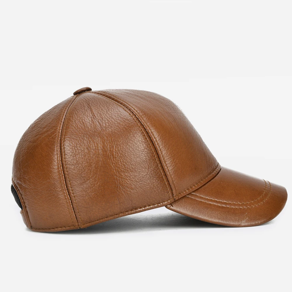 Мужская качественная бейсболка из натуральной кожи брендовая Повседневная