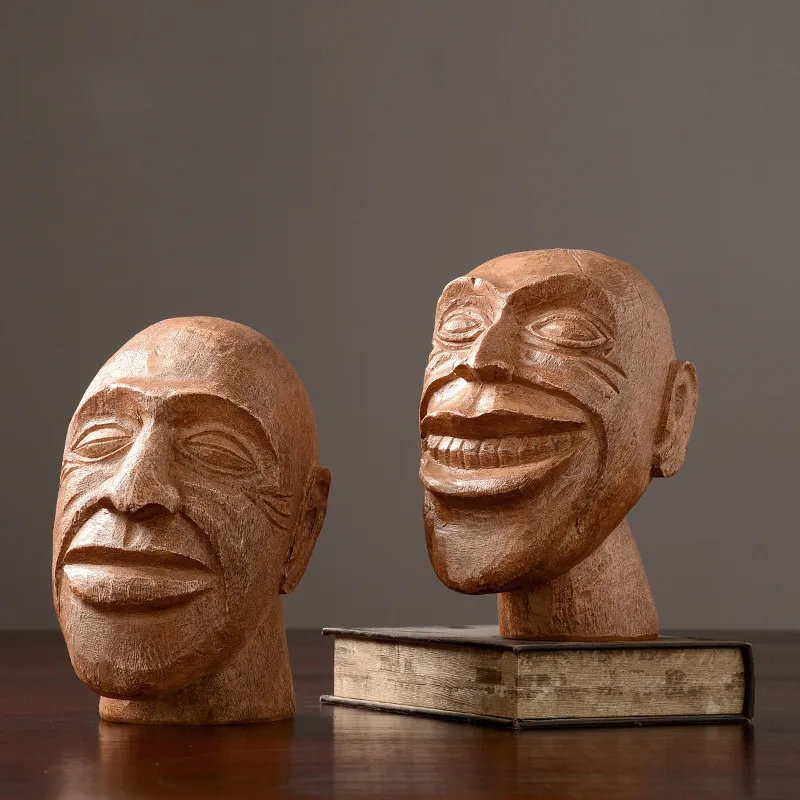 

American Nordic Home Decoration Ornaments Retro-vintage Imitated Wood Figure Ornaments Soft-packed Resin Crafts