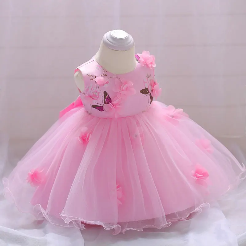 

Summer Elegant Lace Newborn Christening Gown Baby Girl Dresses kids Birthday Princess Wedding Costume Girl Bow Vintage Dress