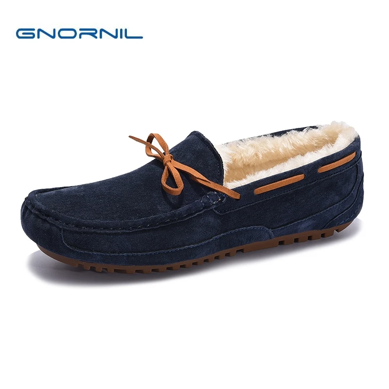 GNORNIL/ г.; теплые зимние мужские мокасины с мехом; Высококачественная обувь на плоской подошве; Мужская обувь из натуральной кожи; модные Лоферы без застежки на мягкой подошве
