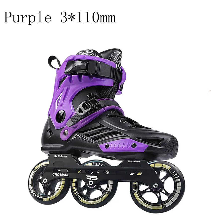 purple 3-110mm Japy роликовые коньки профессиональные Взрослые роликовые коньки 72-76-80мм или 3*110 мм слалом скоростные коньки Бесплатные коньки для катания на коньках - Цвет: purple 3-110mm