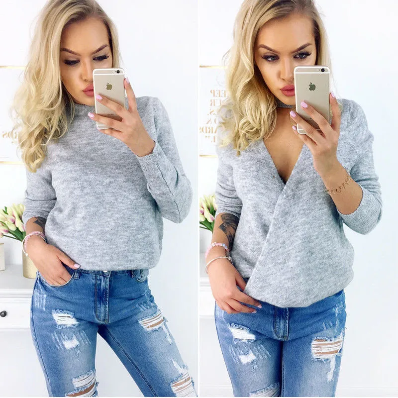 Новинка женская трикотажная одежда 2017 вязаные свитера пуловеры Двусторонняя