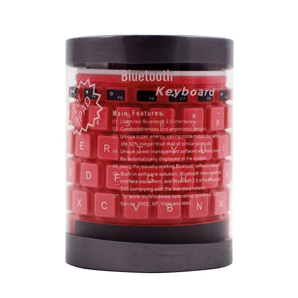Красный Портативная Bluetooth клавиатура Гибкая водостойкая Мягкая силиконовая мини игровая клавиатура для планшетного компьютера ноутбука ПК - Цвет: Красный