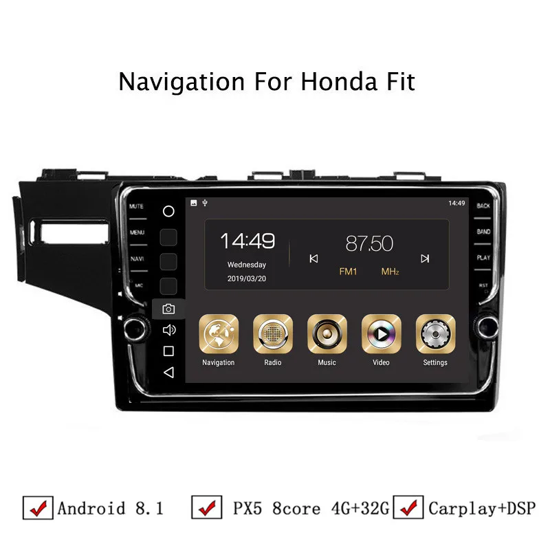 9&quot 4G RAM 32G ROM Octa Core Android 8.1 Car DVD GPS Navigation For Honda Fit 2014 2015 2016 2017 2018 Top Accessories | Автомобили и