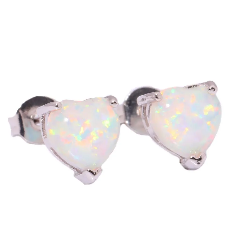 Серьги гвоздики женские посеребренные с опалом 7 мм|earrings wholesale|wholesale earringsblue fire opal |