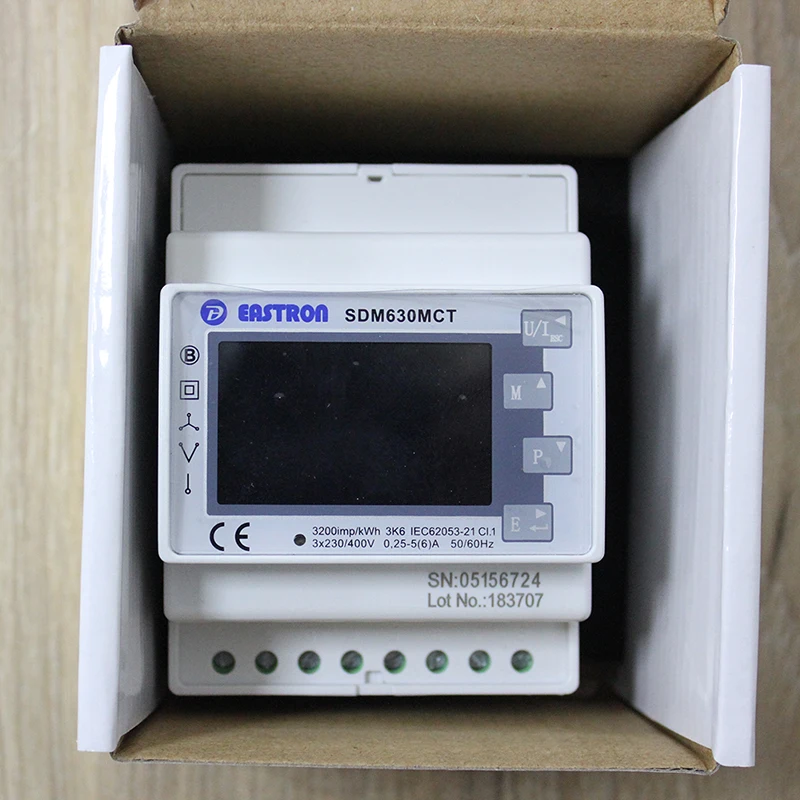 SDM630MCT, 1A/5A КТ связаны, 3 фазы din-рейку многофункциональный счетчик электроэнергии, с подсветкой ЖК-дисплей экрана; импульса/RS485 Modbus RTU выходной