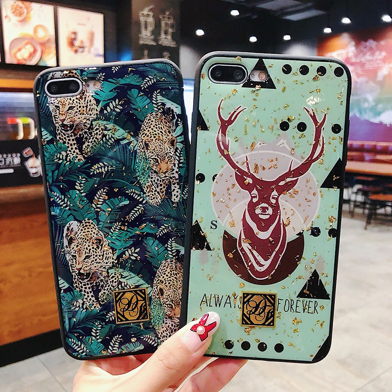 Новые эпоксидные леопардовые листья лося Капа чехол для iPhone 6 S 7 8 Plus X XS MAX XR Чехлы