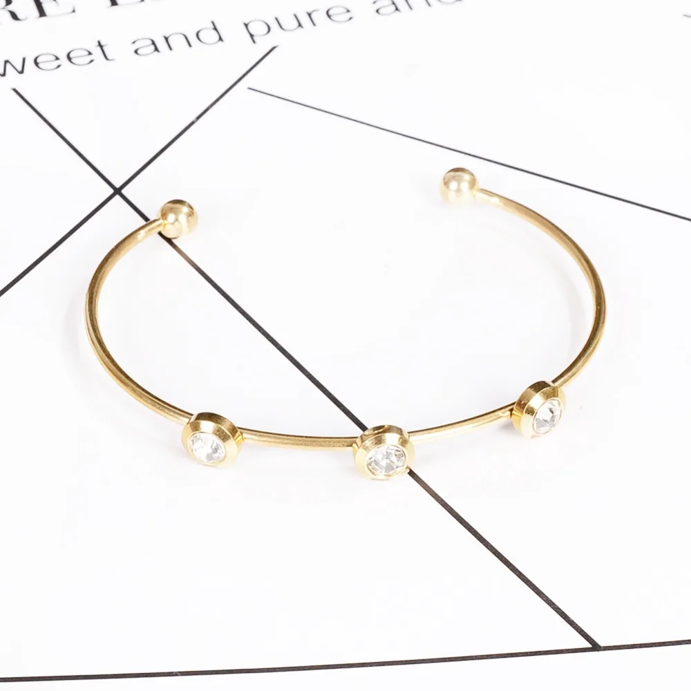 Цвета: золотистый серебристый Нержавеющая сталь со стразами Для женщин манжеты