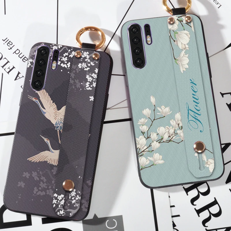 Силиконовый чехол с 3D цветами для Huawei P20 Pro P30 Lite ремешком на запястье девушек Honor