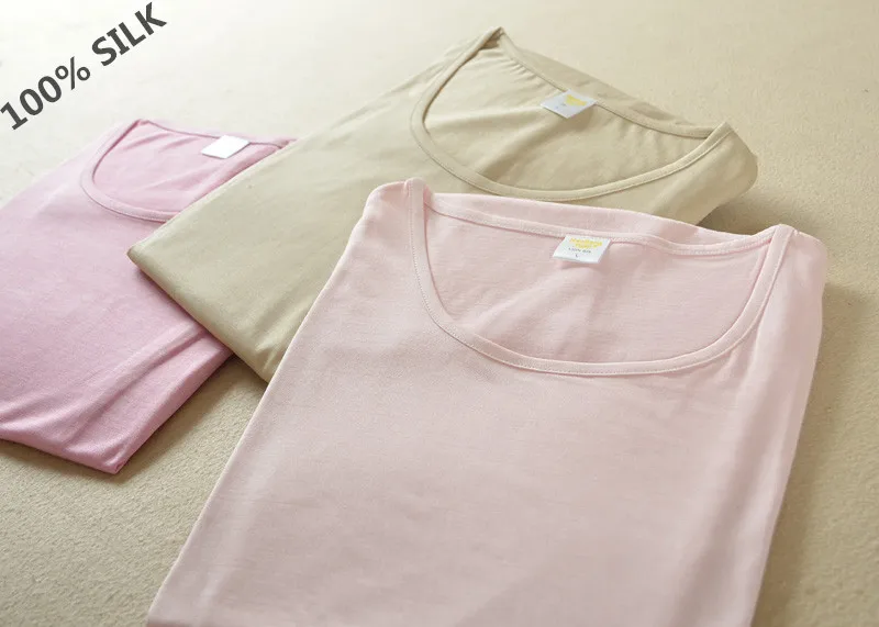 Комплект женского нижнего белья из 100% шелка с длинными рукавами и антибиотик