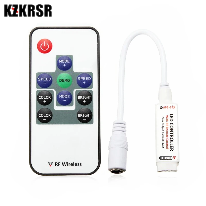 KZKRSR 10 клавиш мини RF RGB LED контроллер Диммер постоянного тока 5 в 12 В 24 беспроводной