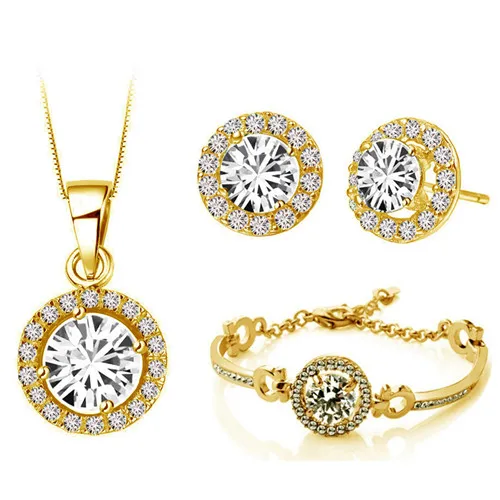 Комплект из колье серёг и браслета с фианитами|brand jewelry sets|jewelry setsquality set |