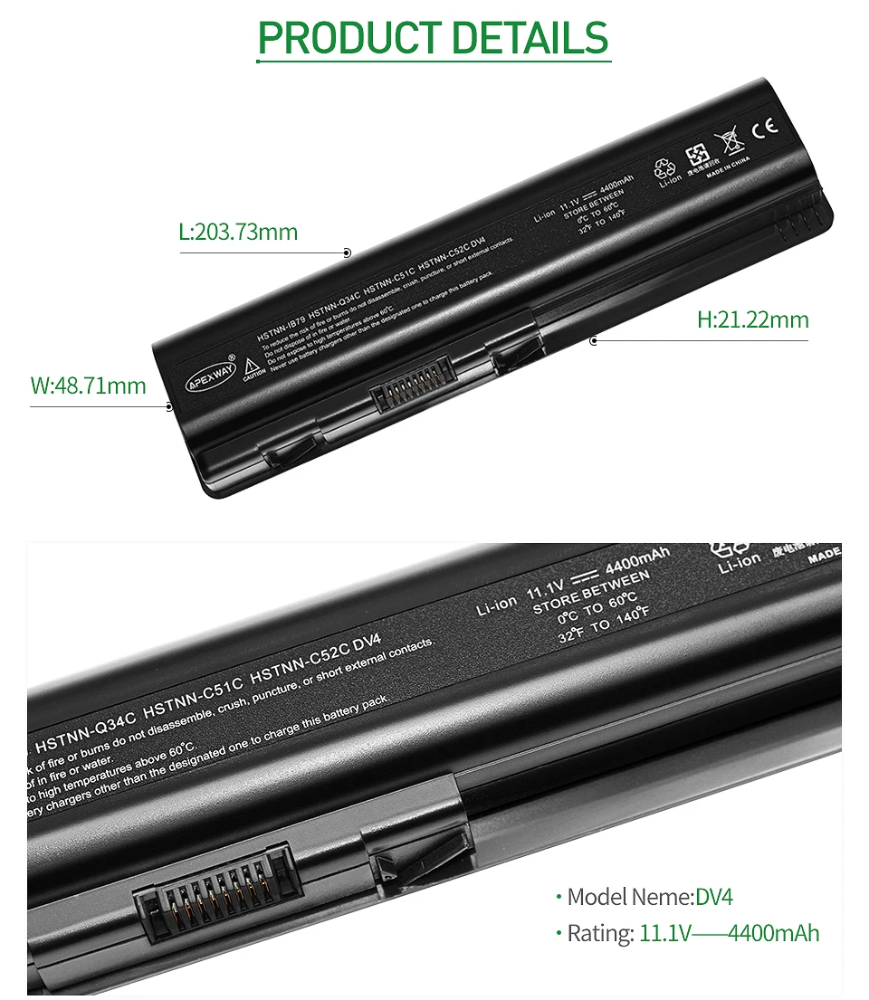 Apexway 6 ячеек ноутбук замена Батарея для hp павильон DV4 DV5 DV6 Батарея 484170-001 аккумулятор большой емкости HSTNN-IB72 HSTNN-LB72 HSTNN-LB73 HSTNN