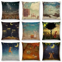 hot sale mysterious imagine animals forest children fantastic clouds sky moon stars dream fairy tale cushion cover pillow case