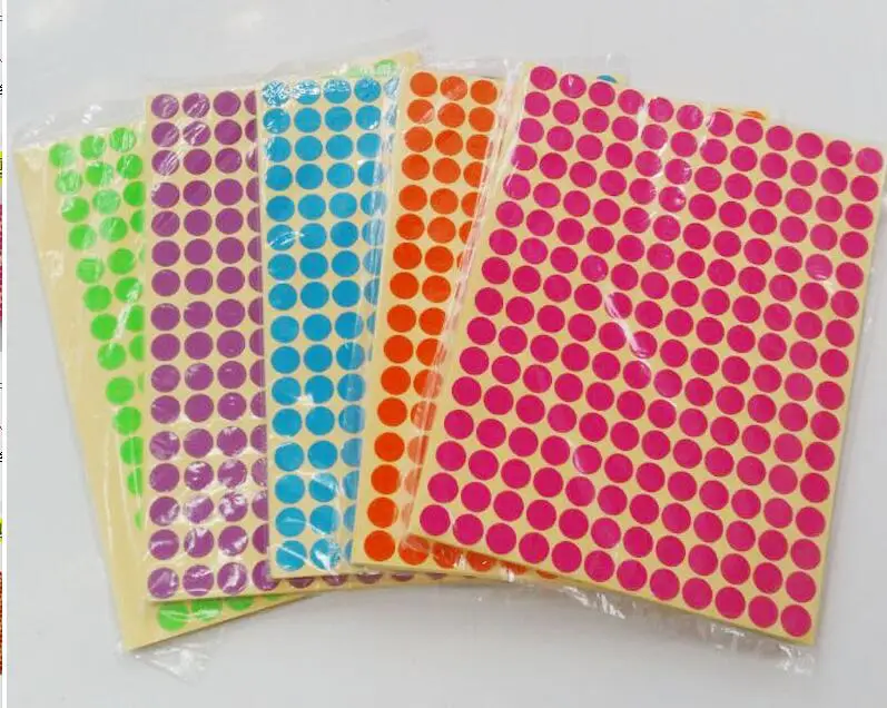 Small stickers 10mm colorful Self Adhesive Sticky Labels 1cm Circles Round Code Stickers