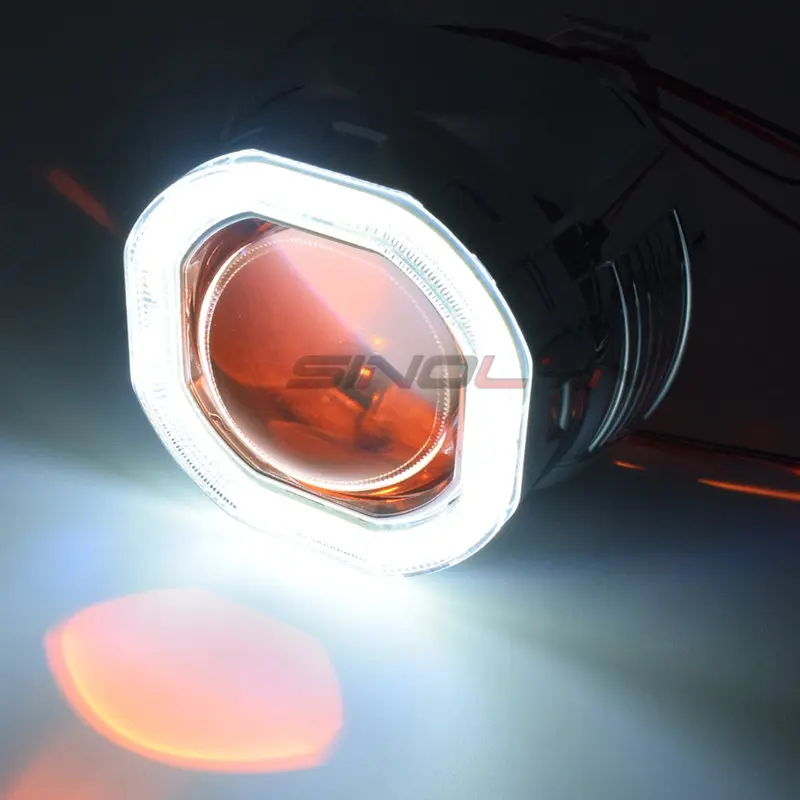 White Yellow Sinolon COB светодиодный ангельские глазки Halo HID автомобильный проектор Объектив фары биксеноновый комплект для модернизации мини 2,5 ''8,0 H1 H4 H7 Devil Eye - Цвет: White Yellow