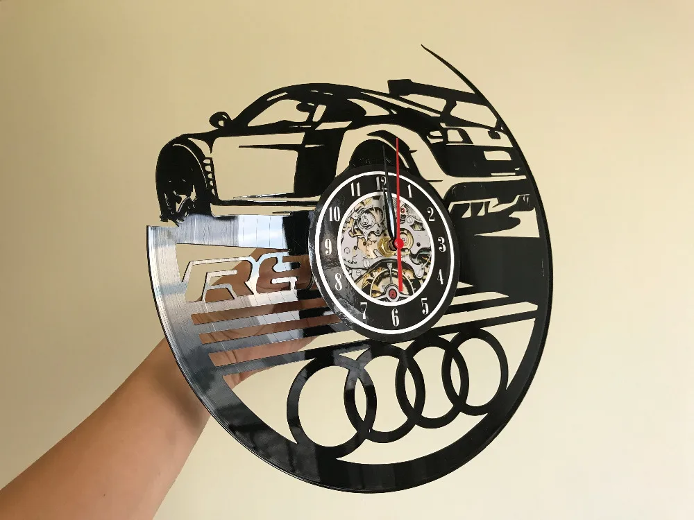Настенные часы Автомобиль Audi логотип Винтаж Декор подарок Виниловая пластинка настенные часы уникальный подарок Saat