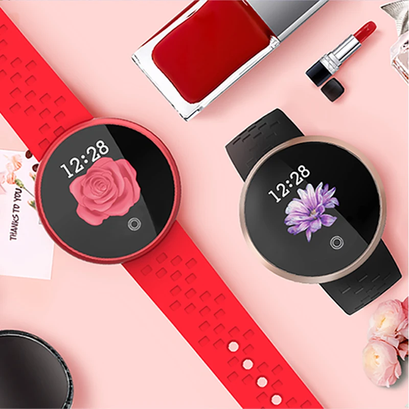 TWK розовые Смарт часы для женщин фитнес браслет кровяное давление Smartwatch iOS Android