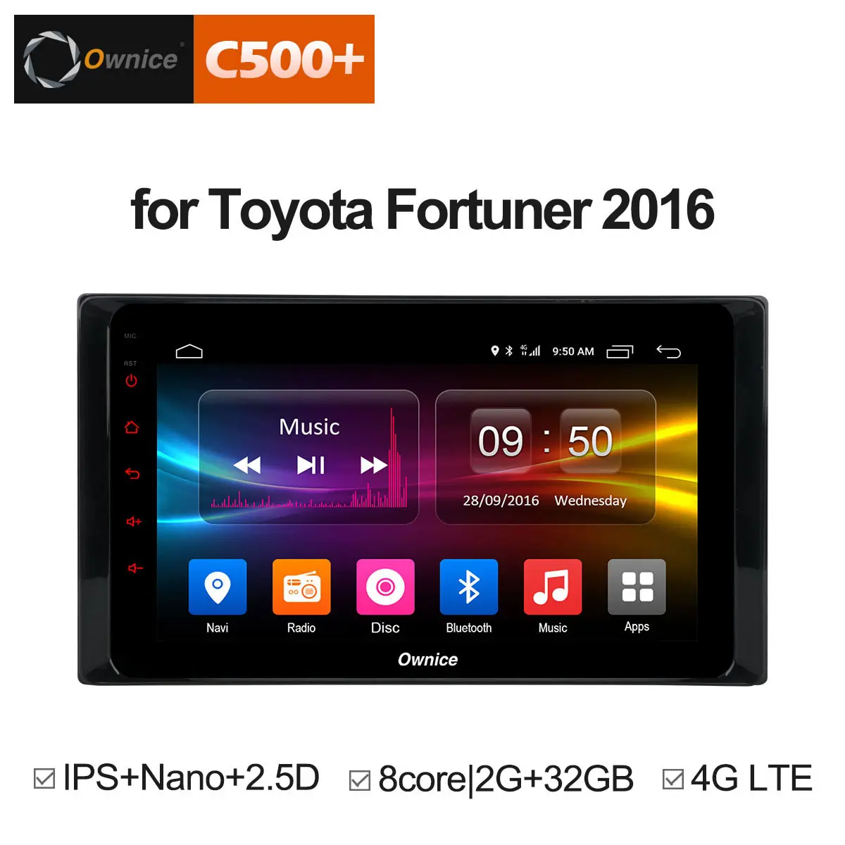 Ownce C500 + G10 Радио 8 Core Автомобильный DVD Android 1 для Toyota RAV4 Hilux Fortuner Innova Prado 2016 gps