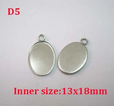 D5 10 шт., нержавеющая сталь, пустая рамка, поднос, кабошон, ободок, сердце, овальная форма капли воды, серьги, кулон, камея для рукоделия, ювелирное изделие - Цвет: D5