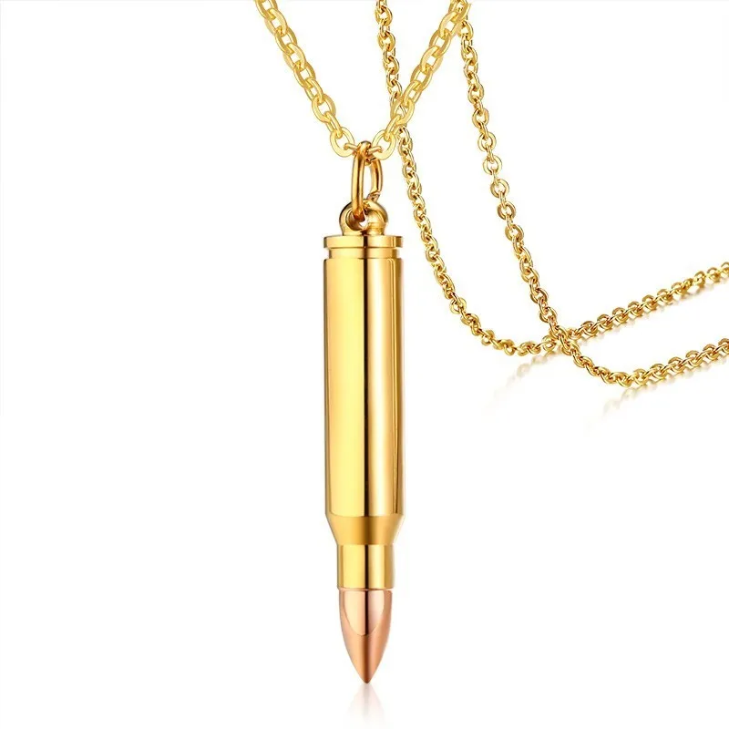 Rose Gold Vnox уникальное ожерелье с пулей для мужчин мужские аксессуары воротник masculino - Окраска металла: Rose Gold