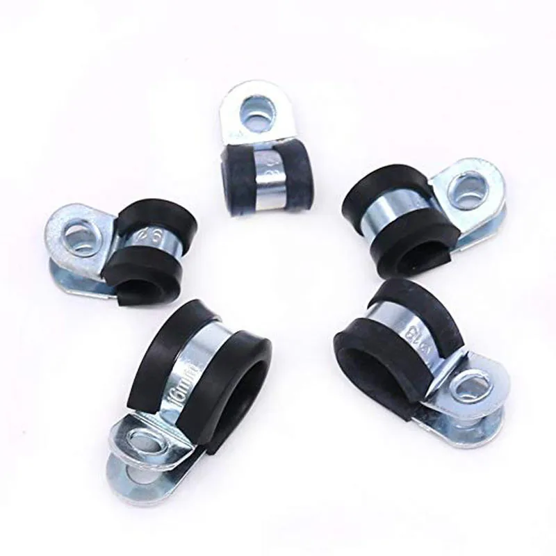 47Pcs Zinc Plated Steel Rubber Cushion Pipe Clamps Insulated Clamp Assortment Kit 1/4~5/8 inch (6mm - 16mm) Cable C |