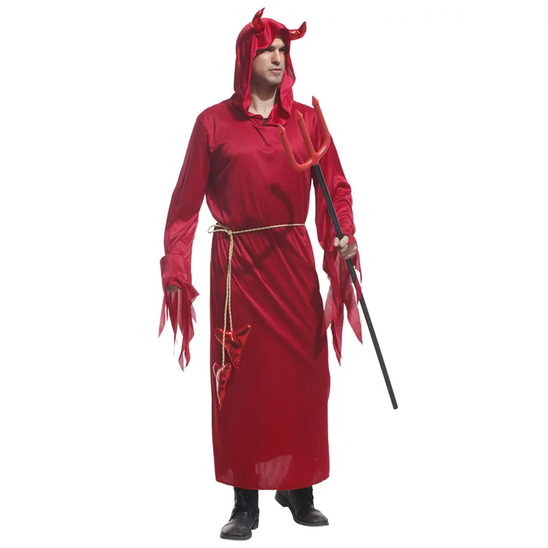 Adult Man Red Devil Halloween Costumes for Christmas Carnival Cos Masquerade Fancy Dress Clothing Evil Cosplay Clothes | Тематическая