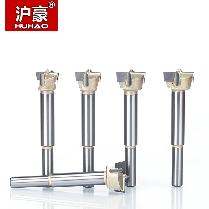 HUHAO 1pcs 12mm 80mm Forstner tips Woodworking tools Hole Saw Cutter Hinge Boring drill bits Round Shank Tungsten Carbide Cutter|hinge boring|drill
