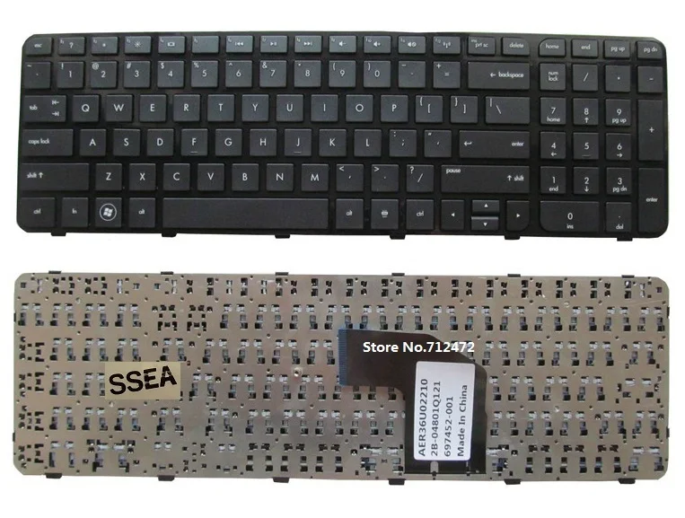 Новая клавиатура SSEA с американской раскладкой чёрная для HP Pavilion G6-2000 G6-2100 G6-2200