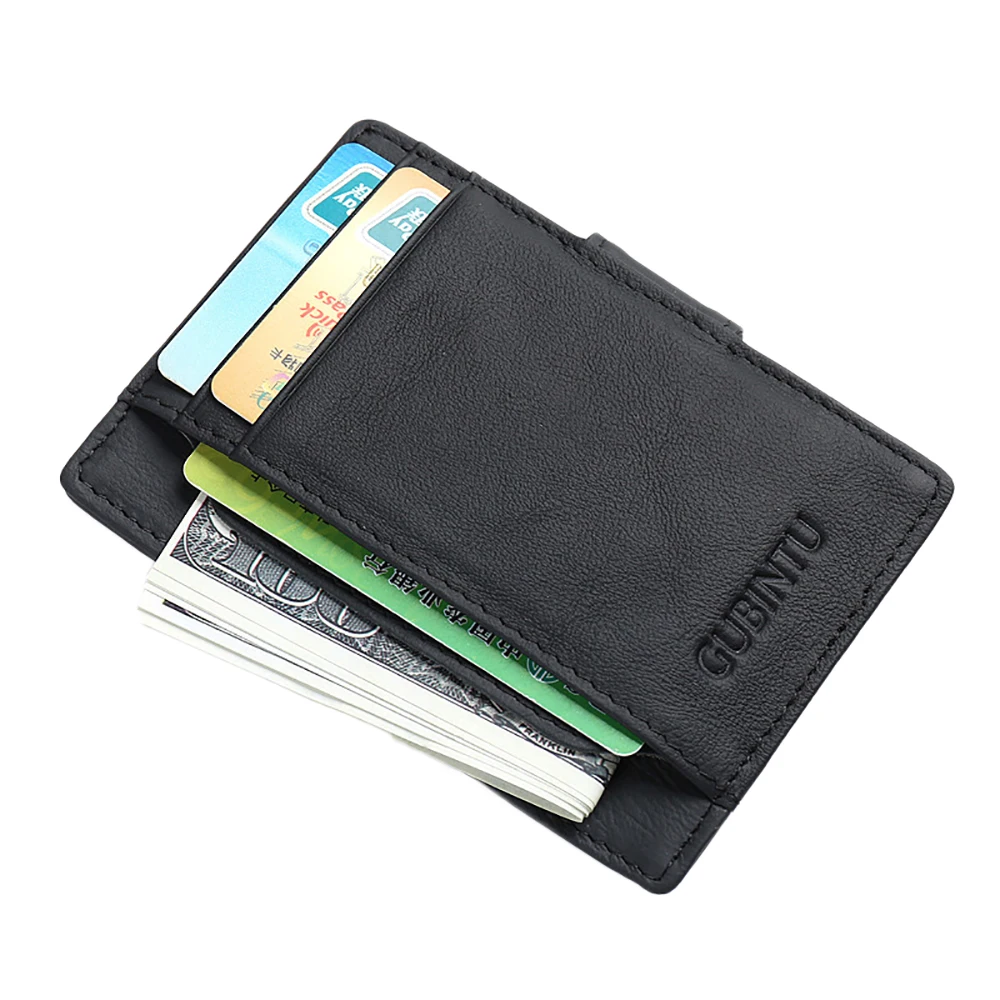 Gubintu RFID Женские Кошельки Пояса из натуральной кожи Блокировка держатель для карт