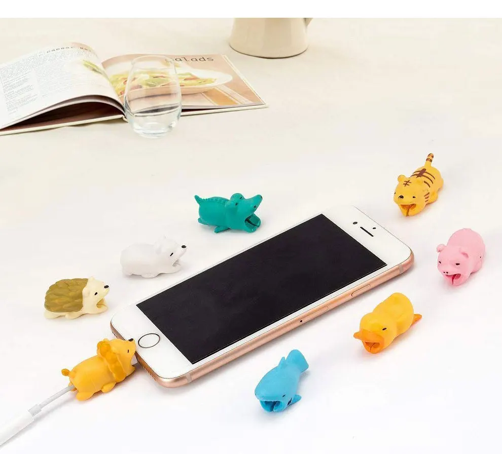 Для iphone кабель протектор милые животные укуса зарядное устройство протектор USB кабель Chompers Winder Органайзер Бегемот кукольная модель